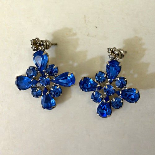 Ohrstecker blume blau klar - blume,