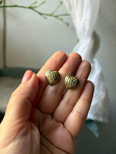Herz ohrstecker goldfarben mit - goldfarben,