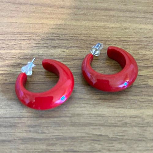 Rote creolen ohrstecker - rote, (paar)