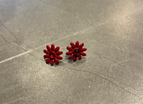 Ohrstecker blume rot silber - 2x,