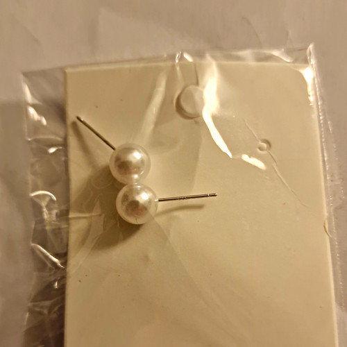 Perlen ohrstecker weiß rund - weiß,,